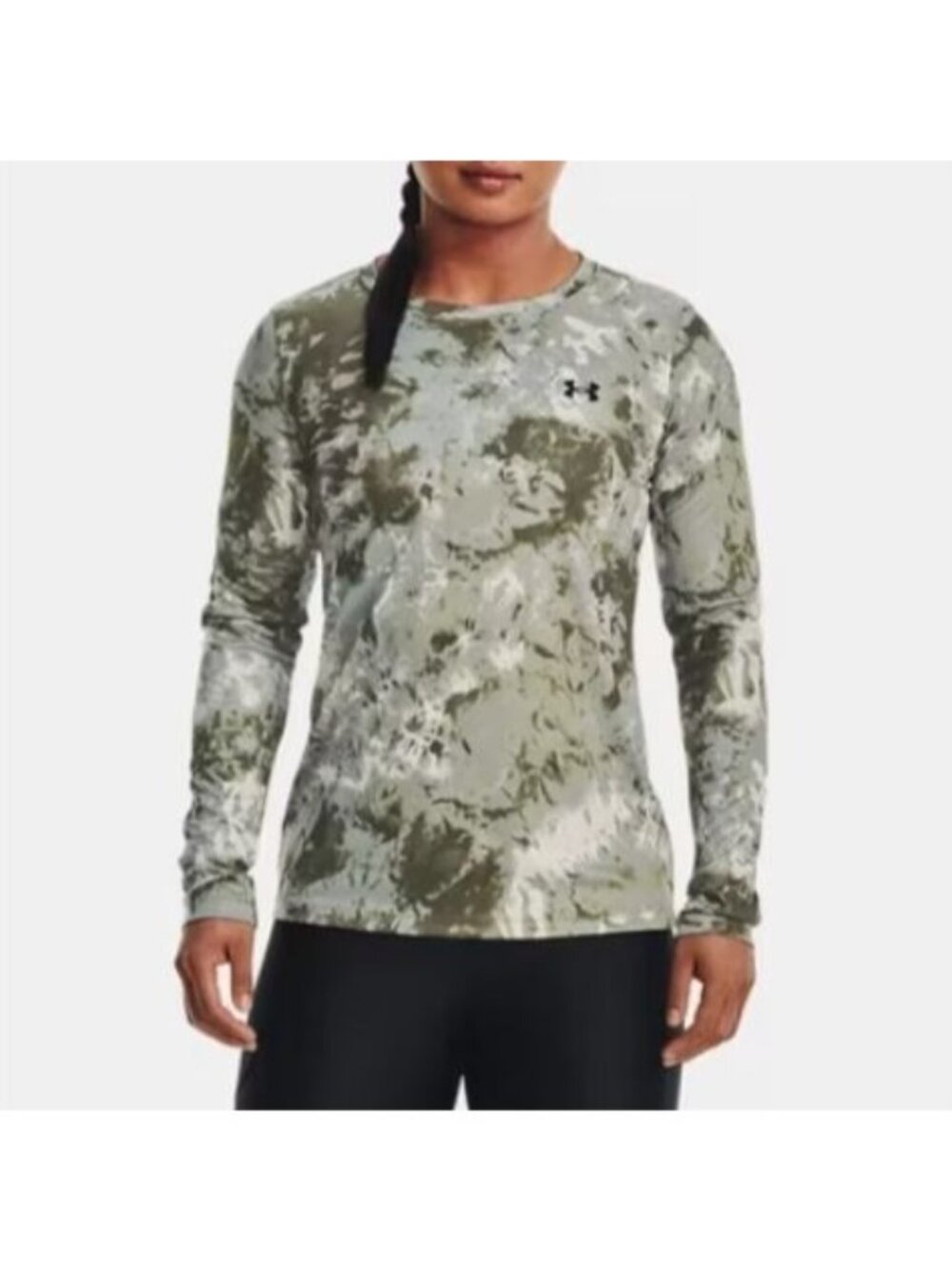 Under Armour Performance Long Sleeve Camo Shirt Womens Large Green Activewear